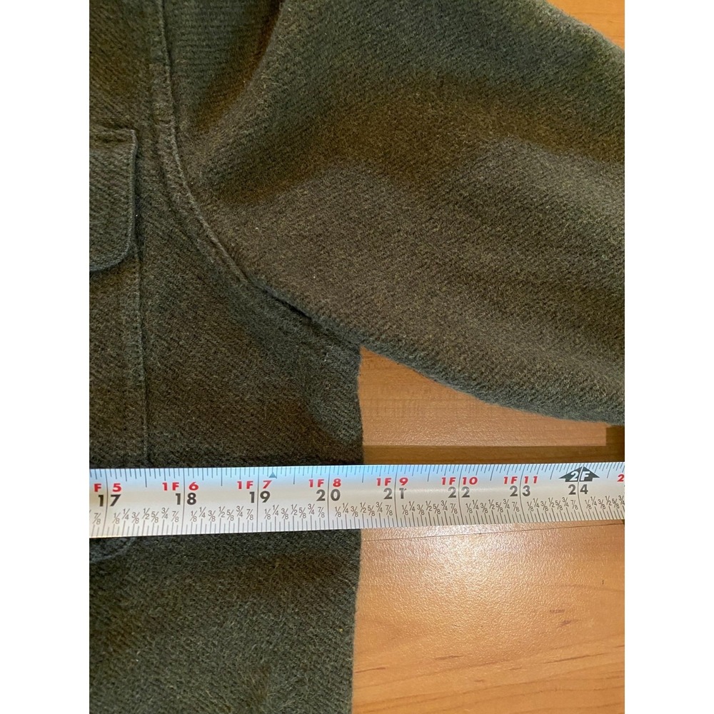 Everlane Flannel Overshirt Shirt Jacket Mens Medium Olive Green Heavy Cotton - Picture 8 of 8